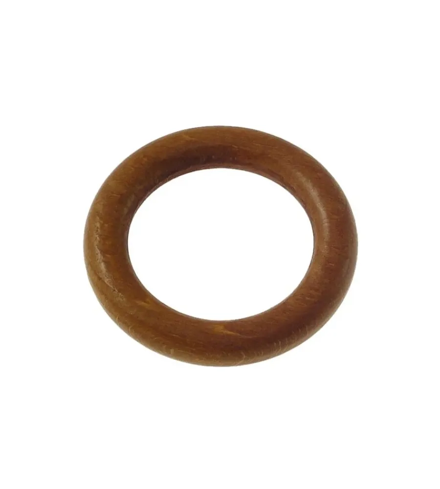 Tessile D'Arredo- 8 anelli in legno per bastone ø28mm x56 int/est - colore teak.