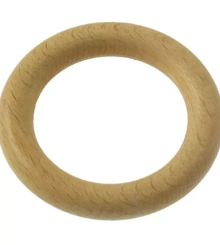 Tessile D'Arredo- 8 anelli in legno per bastone ø28mm x56 int/est - colore naturale.