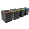Raccolta Differenziata-Emuca 4 contenitori in plastica grigio antracite, 2x15 lt 2x7 lt