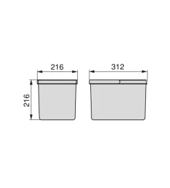 Emuca Raccolta Differenziata|2 contenitori per la raccolta differenziata plastica grigio, 12lt