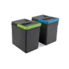 Emuca Raccolta Differenziata|2 contenitori riiuti in plastica grigio antracite, 6 lt