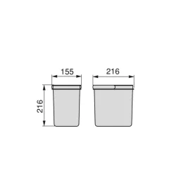 Emuca Raccolta Differenziata|2 contenitori riiuti in plastica grigio antracite, 6 lt