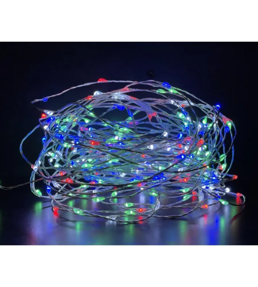 Luci Natalizie|100 gocce led multicolor su filo di rame, 10 mt