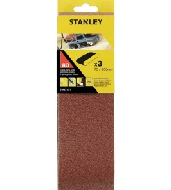 Accessori Per Levigatrici|3 natri abrasivi di ricambio per levigatrice a nastro 75 x 533 mm grana 80