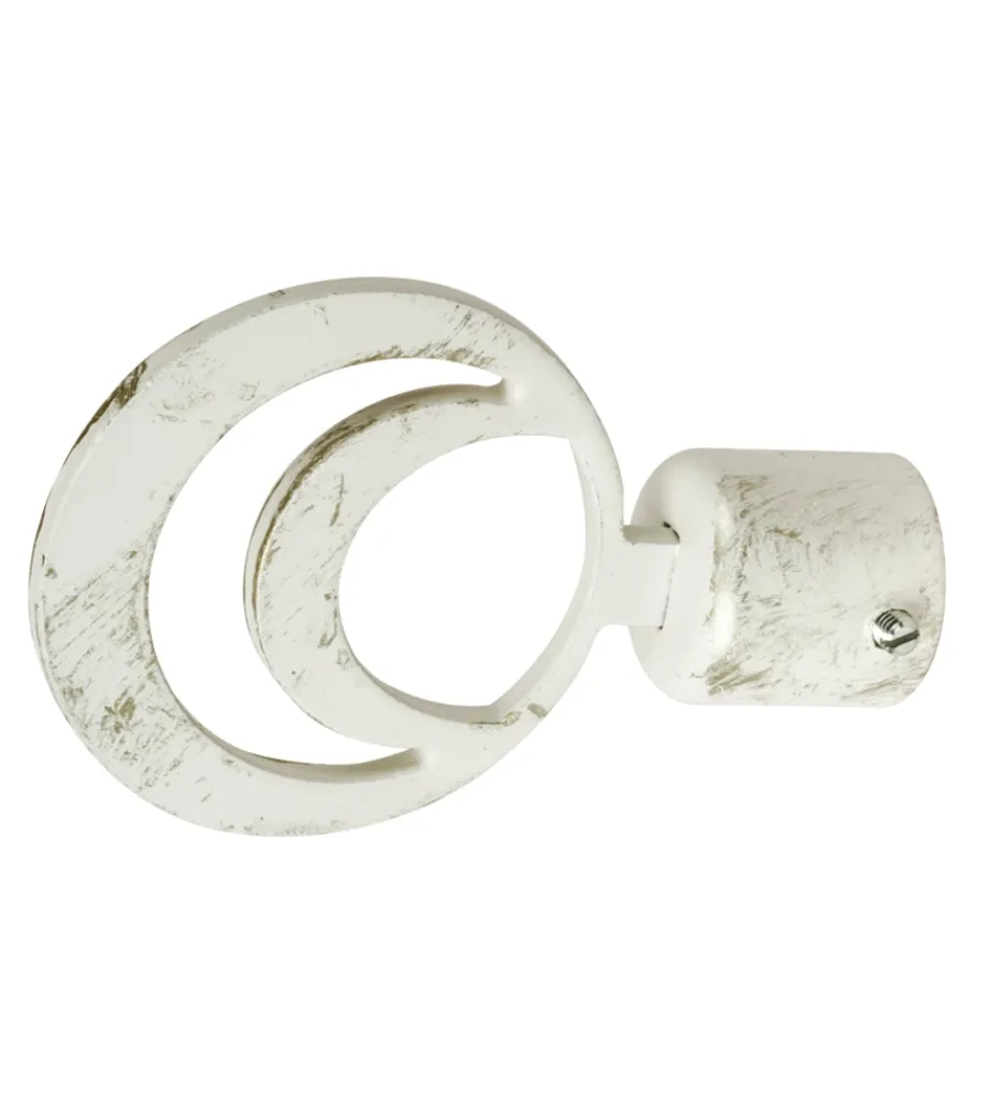 Tessile D'Arredo- 2 pomoli avorio oro a cerchio terminale per tubo tende diametro 20 mm