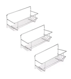 Clearance 3 portaspezie in acciaio cromato, 27x11x9,7 cm Accessori Cucina