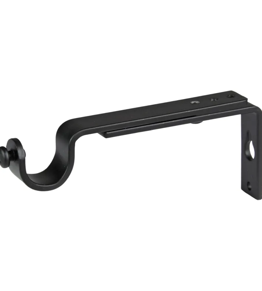 Tessile D'Arredo- 2 supporti 11-15 cm neri piattina per tubo tenda diametro 20 mm
