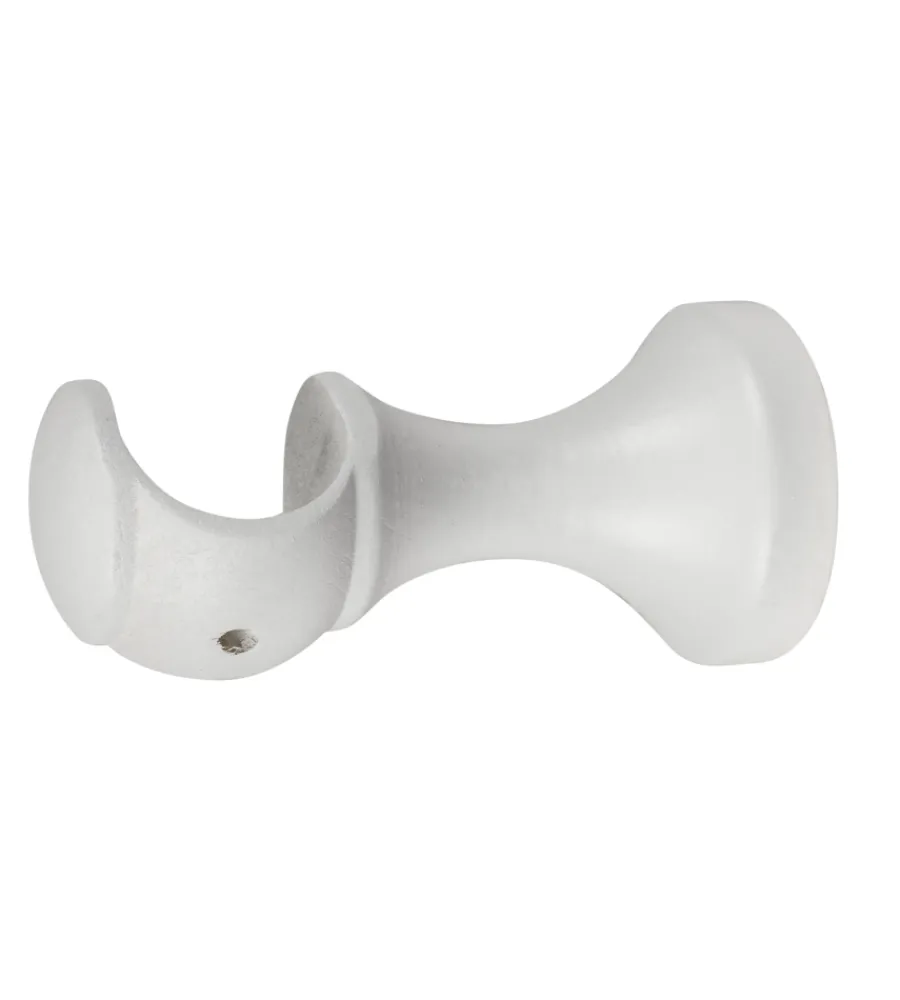 Tessile D'Arredo- 1 supporto monoblocco aperto da 8 cm per bastone legno diametro 28 mm - bianco