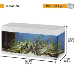 Acquariologia-Ferplast Acquario dubai 100 nero con led -101 x 41 x h 53 cm - 190 l -