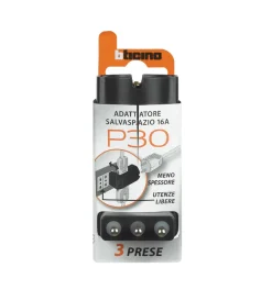 Outlet Adattatore corner 2 prese bipasso+1 pr p30 grigio - . Multiprese Ed Adattatori