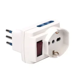 New Adattatore multisize polypool colore bianco con spina standard italiana e 3 prese pluristandard 10a/16a Multiprese Ed Adattatori
