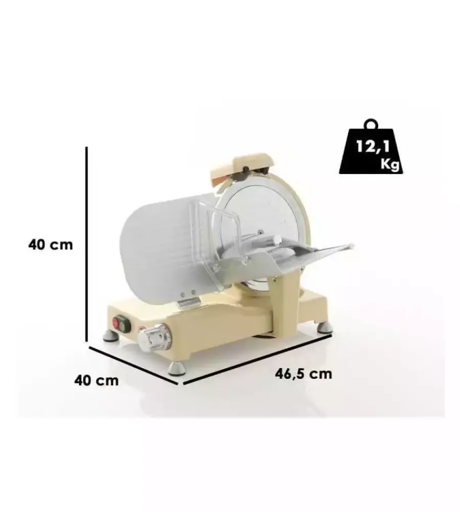 Piccoli Elettrodomestici|Affettatrice "ivory vintage" avorio, con lama temperata 250 mm - 140w