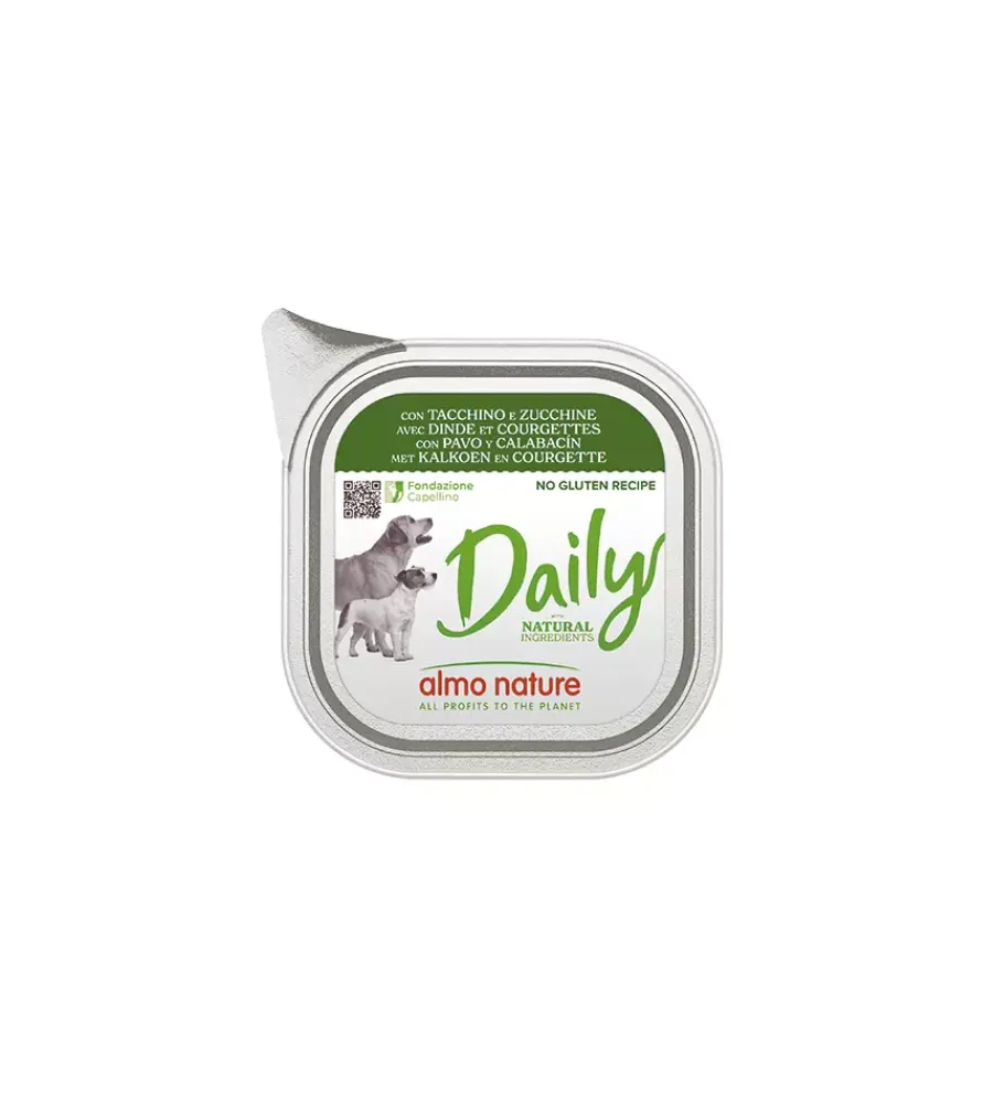 Alimenti Umido Cane-Almo Nature Alimento umido per cani "daily" con tacchino e zucchine 300 gr