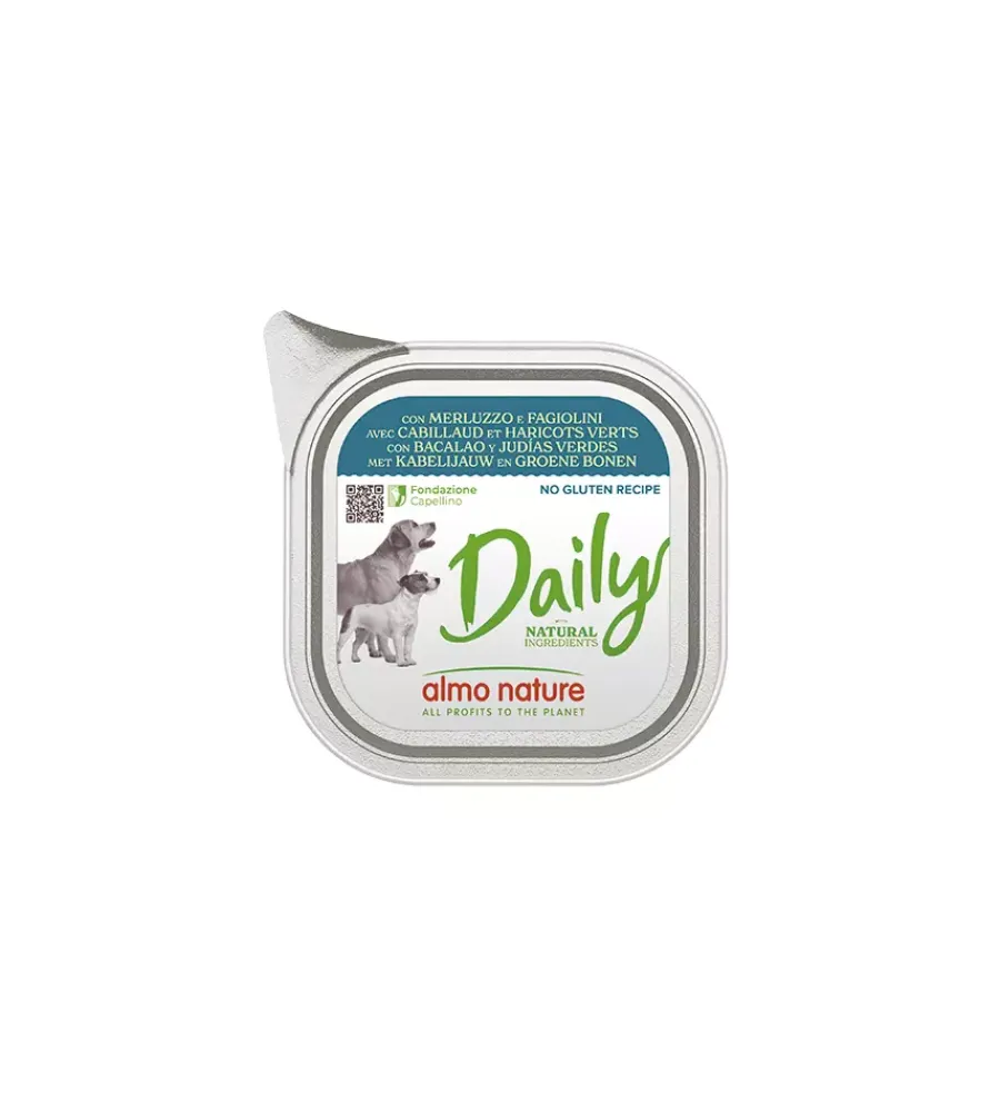 Almo Nature Alimenti Umido Cane|Alimento umido per cani "daily" con merluzzo e fagiolini 100 gr