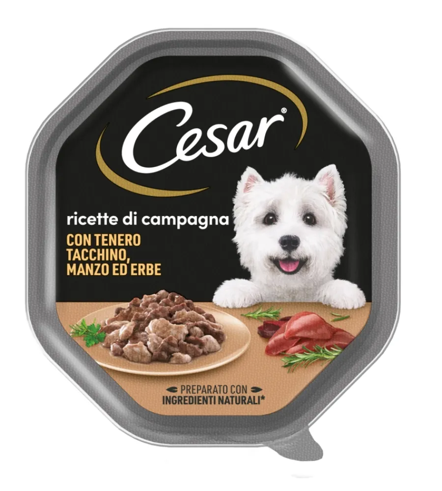 Alimenti Umido Cane|Alimento umido per cani cesar "ricette di campagna" con tenero tacchino, manzo ed erbe 150 gr