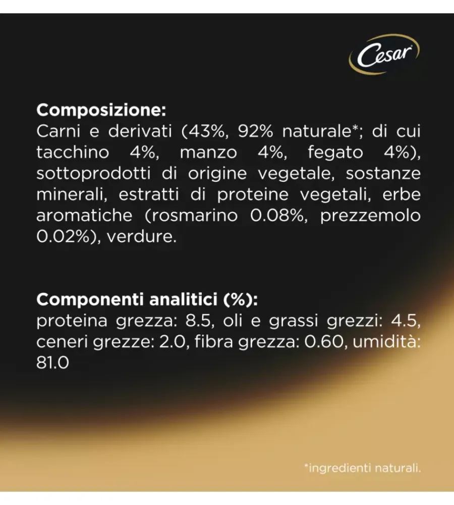Alimenti Umido Cane|Alimento umido per cani cesar "ricette di campagna" con tenero tacchino, manzo ed erbe 150 gr