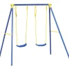Giochi E Casette Bimbo|Altalena doppia per bambini essenza "2 misura" in acciaio e plastica colore blu 209x142x182 cm