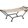 Mobili Da Giardino E Accessori- Amaca da esterno essenza "maldive" con supporto in acciaio e pvc colore beige 230x98x82 cm