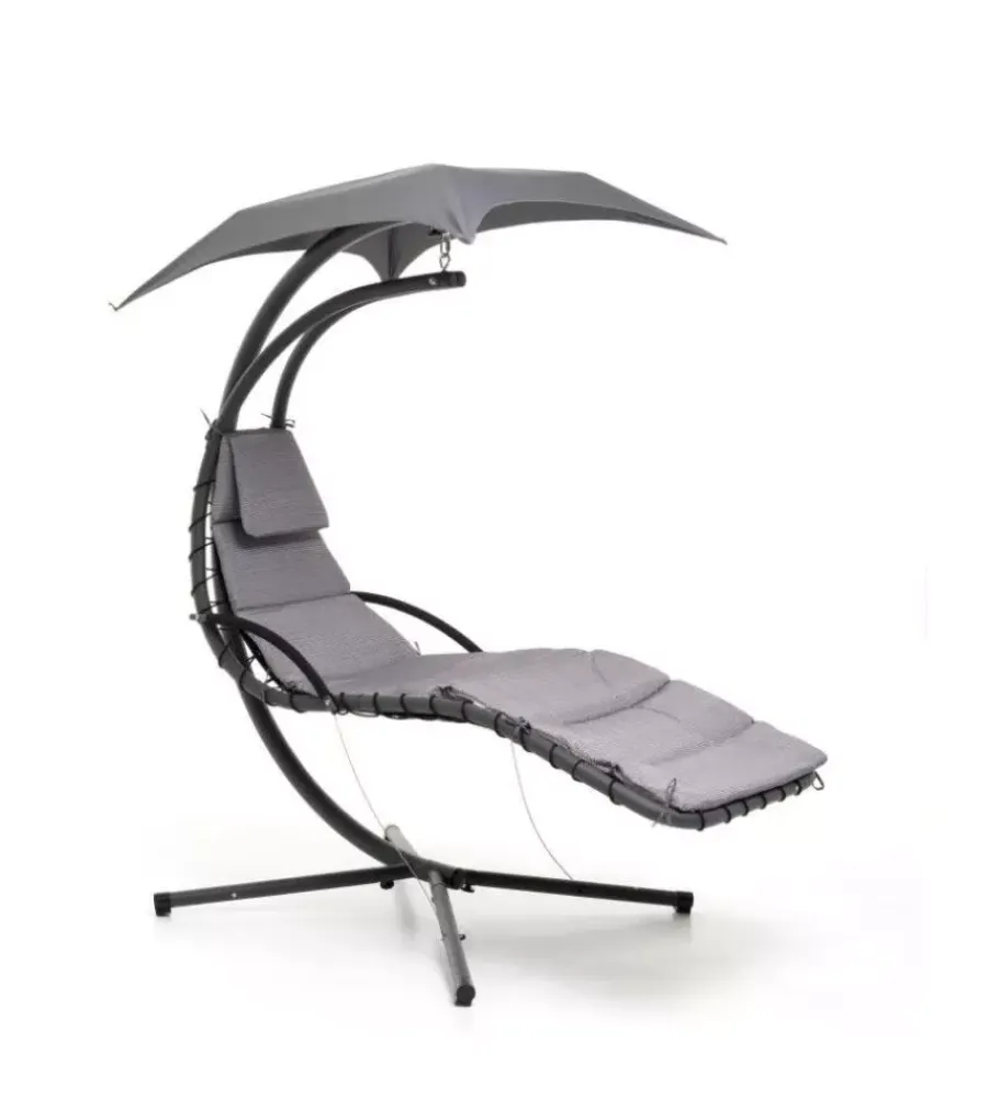 Mobili Da Giardino E Accessori- Amaca da giardino sospesa "playa" imbottita, colore grigio - 180x108x195 cm
