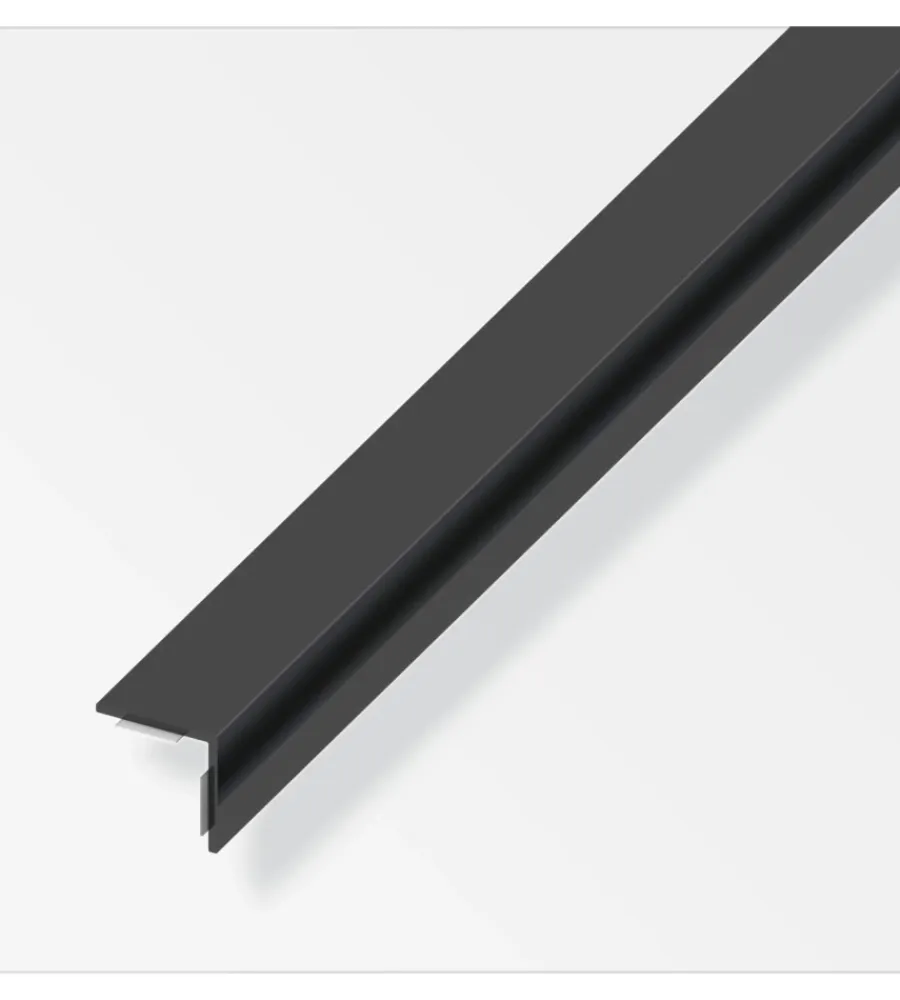 Ferramenta Per Mobili E Infissi-Alfer aluminium Angolare autoadesivo 20x20 pvc nero lucido - 1 metro.