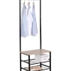 Mobili Da Ingresso- Appendiabiti in metallo nero e ripiani legno, 60x40x175 cm