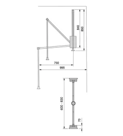 Armadi-Emuca Appendiabiti saliscendi regolabile 60-83 cm moka,