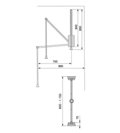 Emuca Armadi|Appendiabiti saliscendi regolabile cromo, 83-115 cm