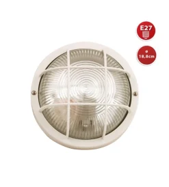 Velamp Illuminazione Per Esterno|Applique bianca tonda in plastica e vetro e27, 60w