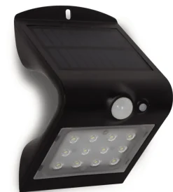 Illuminazione Per Esterno- Applique da esterno solare crepuscolare con sensore di movimento colore nero, 1,5 w 4000 k