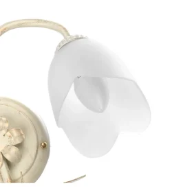 Discount Applique floreale in metallo color avorio, e14 Illuminazione Per Interno