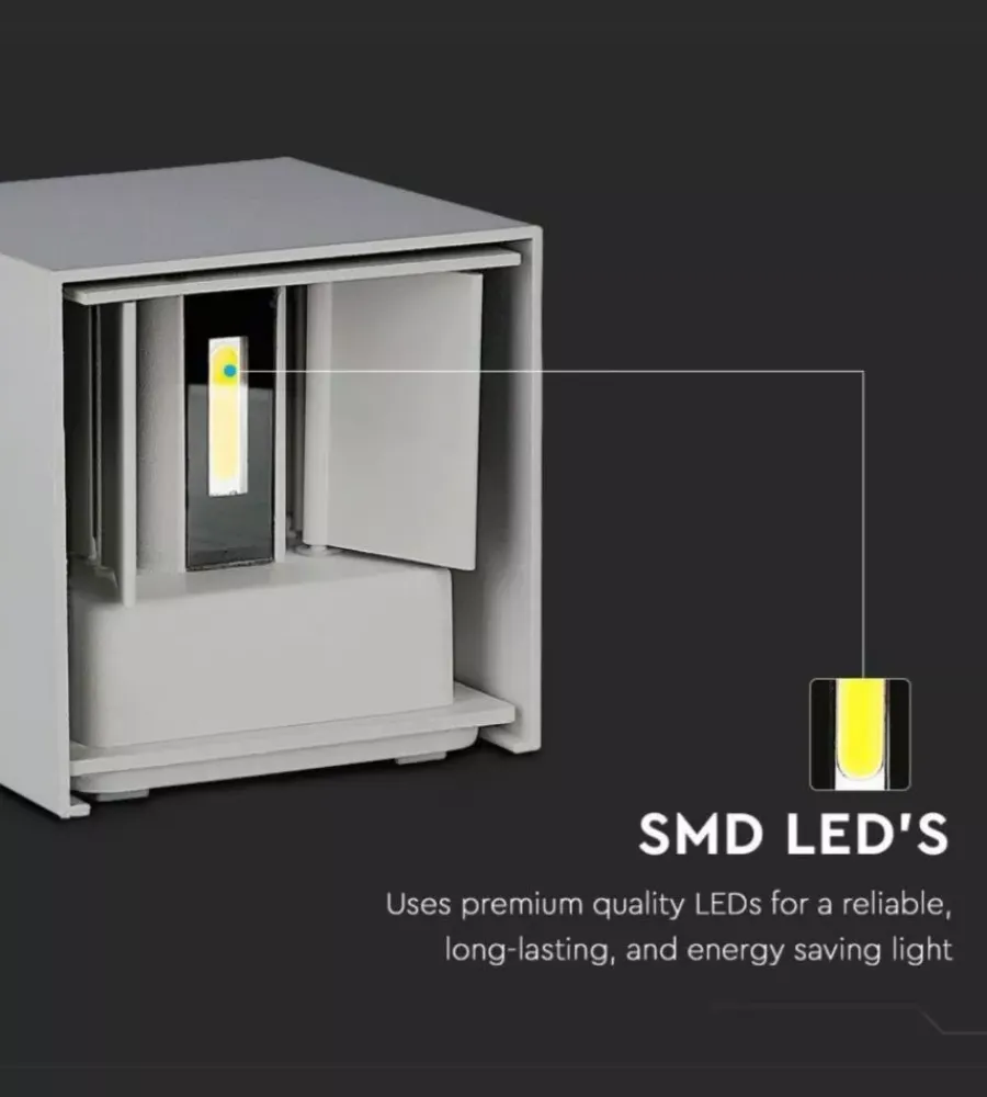 Applique led da esterno quadrata a doppio fascio luminoso vtac grigio 3000k Illuminazione Per Esterno