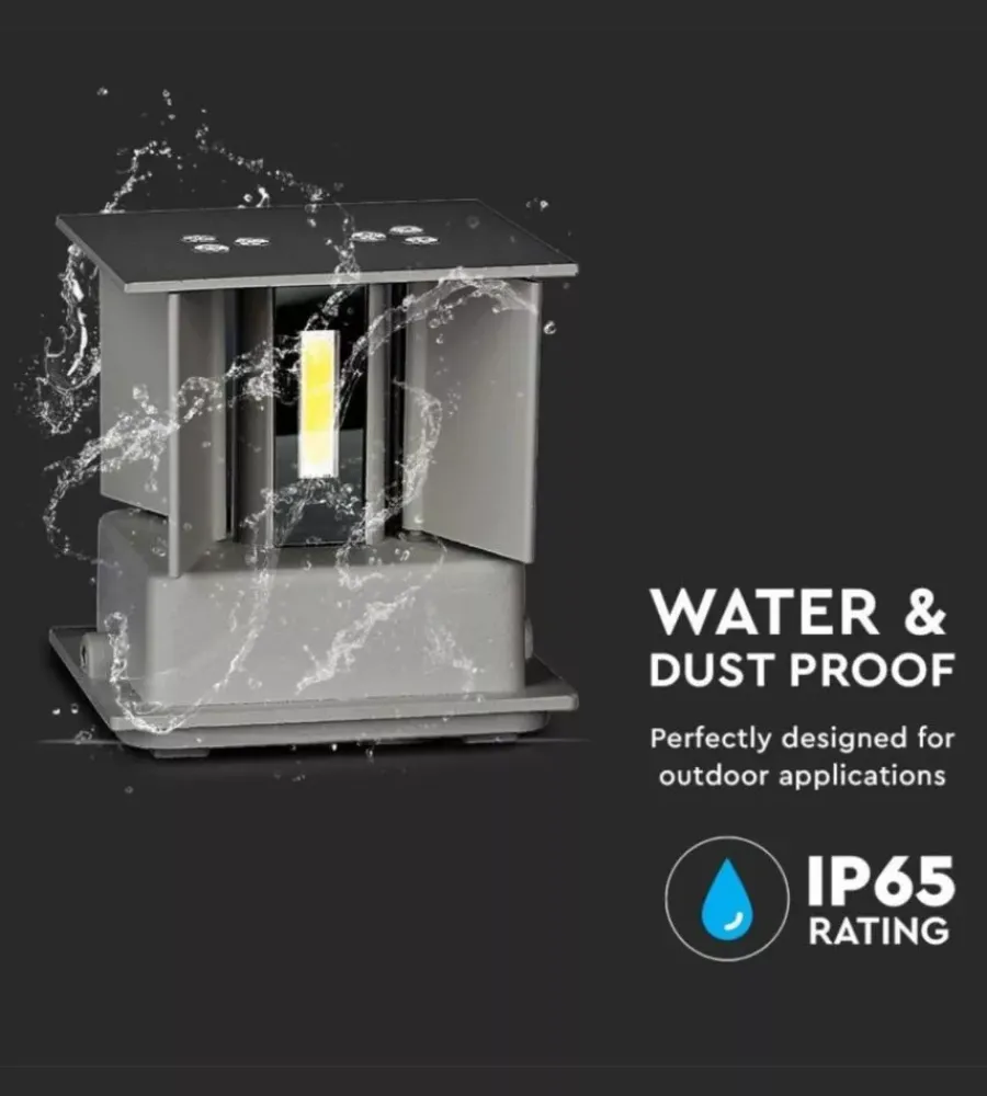 Applique led da esterno quadrata a doppio fascio luminoso vtac grigio 3000k Illuminazione Per Esterno