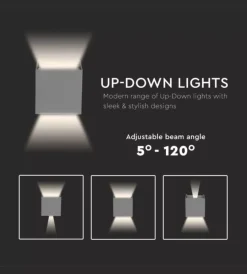 Illuminazione Per Esterno|Applique led da esterno quadrata a doppio fascio luminoso vtac grigio 4000k