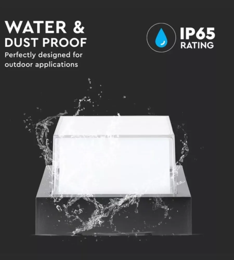Illuminazione Per Esterno- Applique led da esterno quadrata scoperta vtac nero 4000k 12w