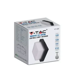 Illuminazione Per Esterno- Applique led da esterno quadrata scoperta vtac nero 4000k 12w
