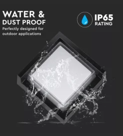 Illuminazione Per Esterno- Applique led da esterno quadrata semicoperta vtac nero 3000k 7w