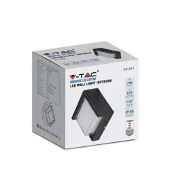 Illuminazione Per Esterno- Applique led da esterno quadrata semicoperta vtac nero 3000k 7w
