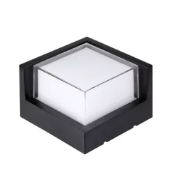 Illuminazione Per Esterno|Applique led da esterno quadrata semicoperta vtac nero 3000k 12w