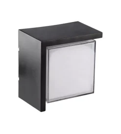 Illuminazione Per Esterno|Applique led da esterno quadrata semicoperta vtac nero 3000k 12w