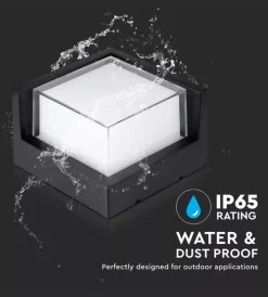 Illuminazione Per Esterno|Applique led da esterno quadrata semicoperta vtac nero 3000k 12w