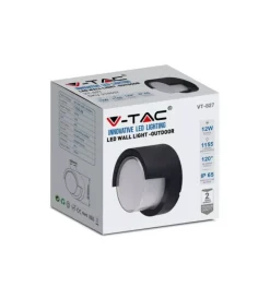 Online Applique led da esterno rotonda semicoperta vtac nero 4000k 12w Illuminazione Per Esterno
