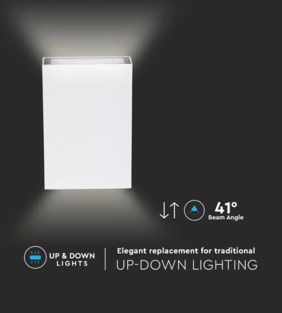 Illuminazione Per Esterno- Applique led da esterno rettangolare verticale a doppio fascio luminoso vtac bianco 6500k