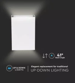 Illuminazione Per Esterno|Applique led da esterno rettangolare verticale a doppio fascio luminoso vtac bianco 3000k