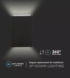 Outlet Applique led da esterno rettangolare verticale a doppio fascio luminoso vtac nero 6500k Illuminazione Per Esterno