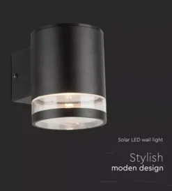 Illuminazione Per Esterno- Applique led da esterno vtac nero cilindrico 3000k