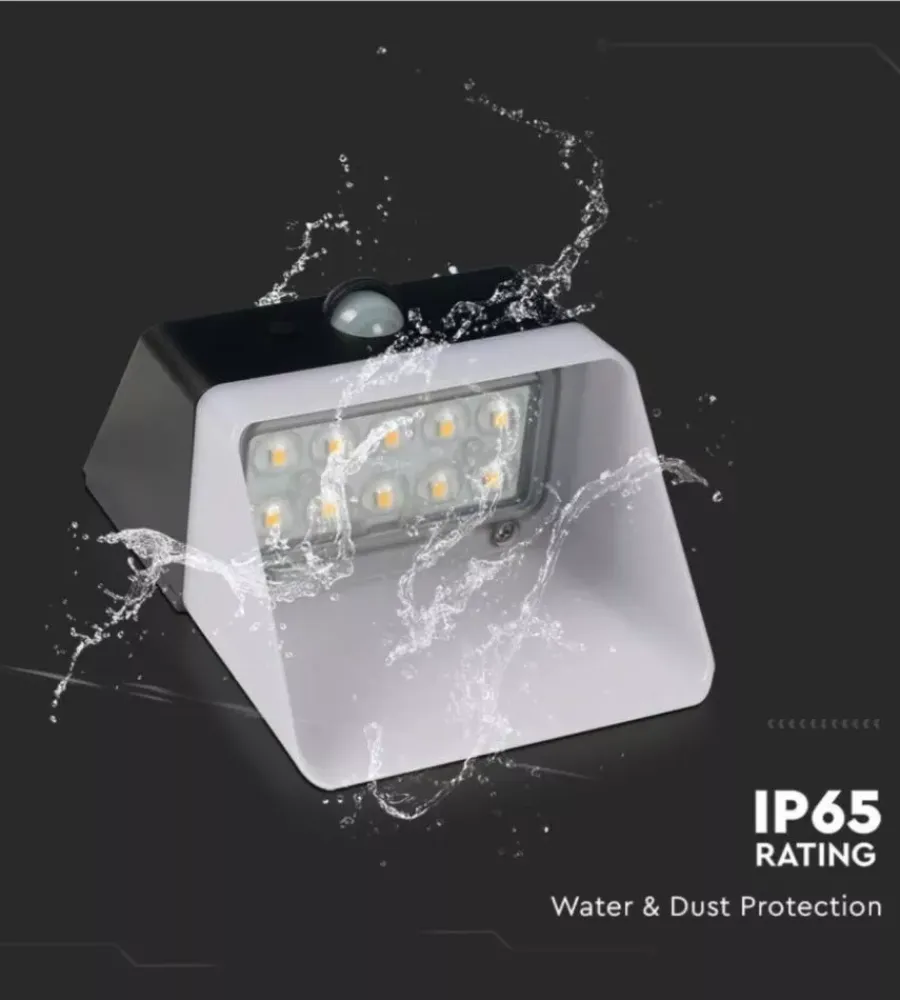 Illuminazione Per Esterno- Applique led da esterno vtac nero con sensore 4000k