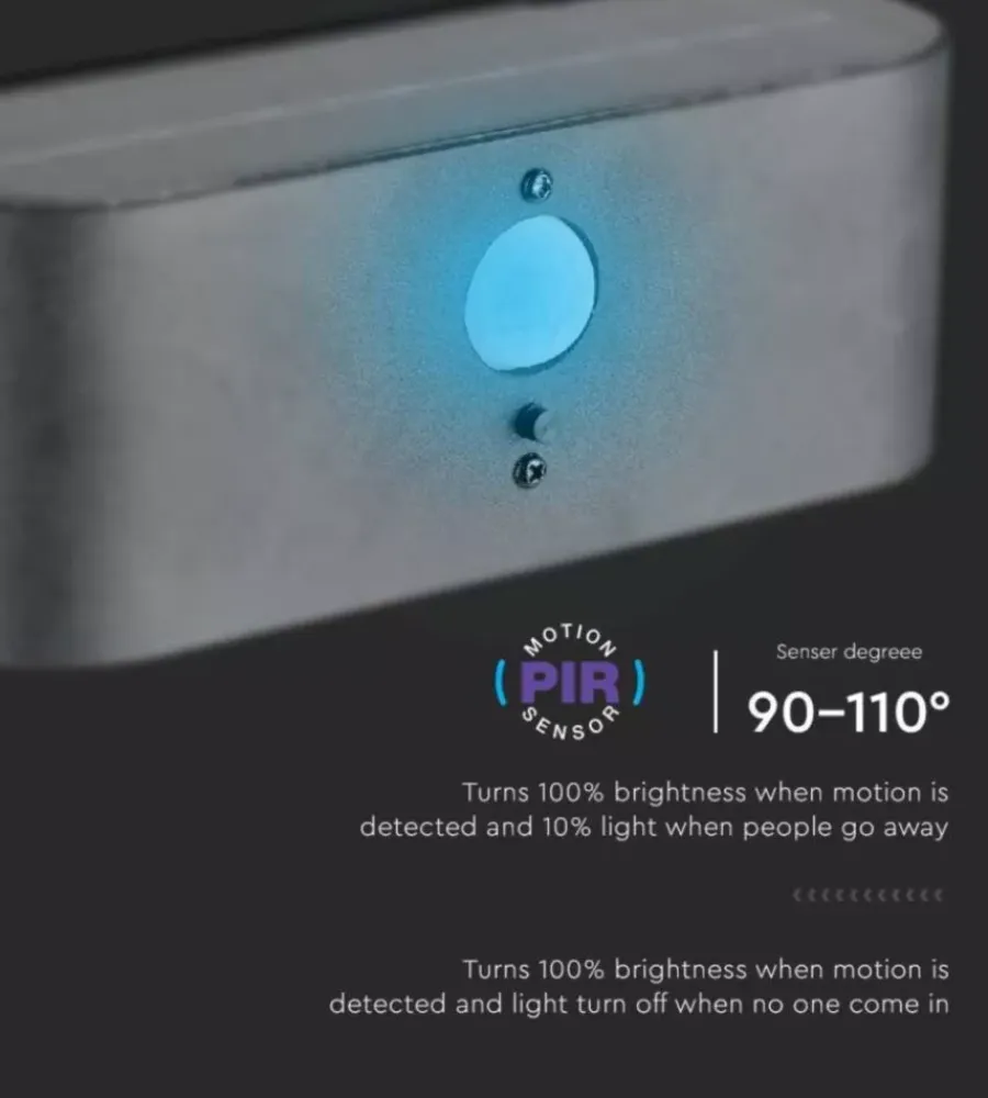 Illuminazione Per Esterno|Applique led da esterno vtac bianco con sensore di movimento 3000k