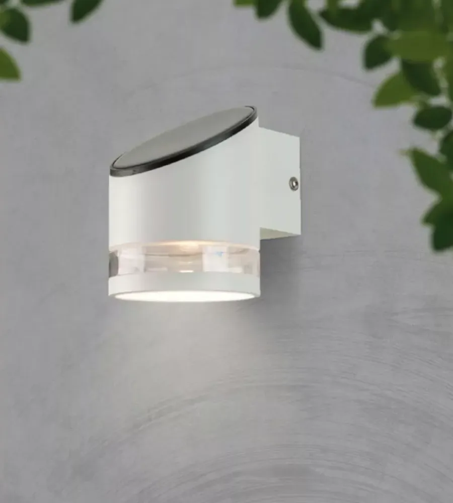 Illuminazione Per Esterno|Applique led da esterno vtac bianco cilindrica obliqua con sensore 3000k