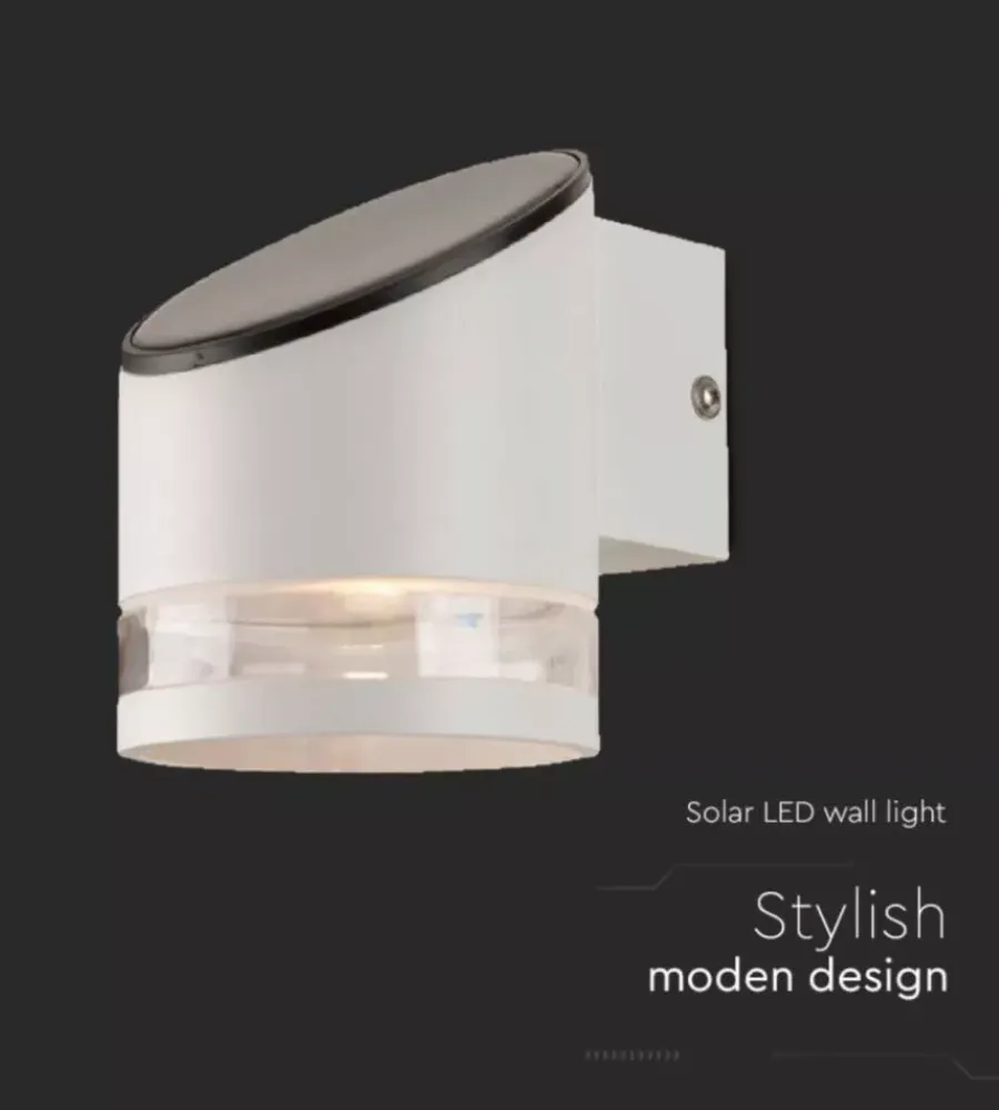 Illuminazione Per Esterno|Applique led da esterno vtac bianco cilindrica obliqua con sensore 3000k
