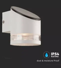 Illuminazione Per Esterno|Applique led da esterno vtac bianco cilindrica obliqua con sensore 3000k
